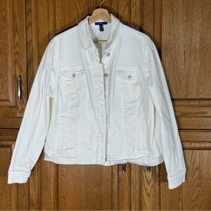 Isaac Mizrahi Women’s Size 12 White Jean Denim Jacket Summer